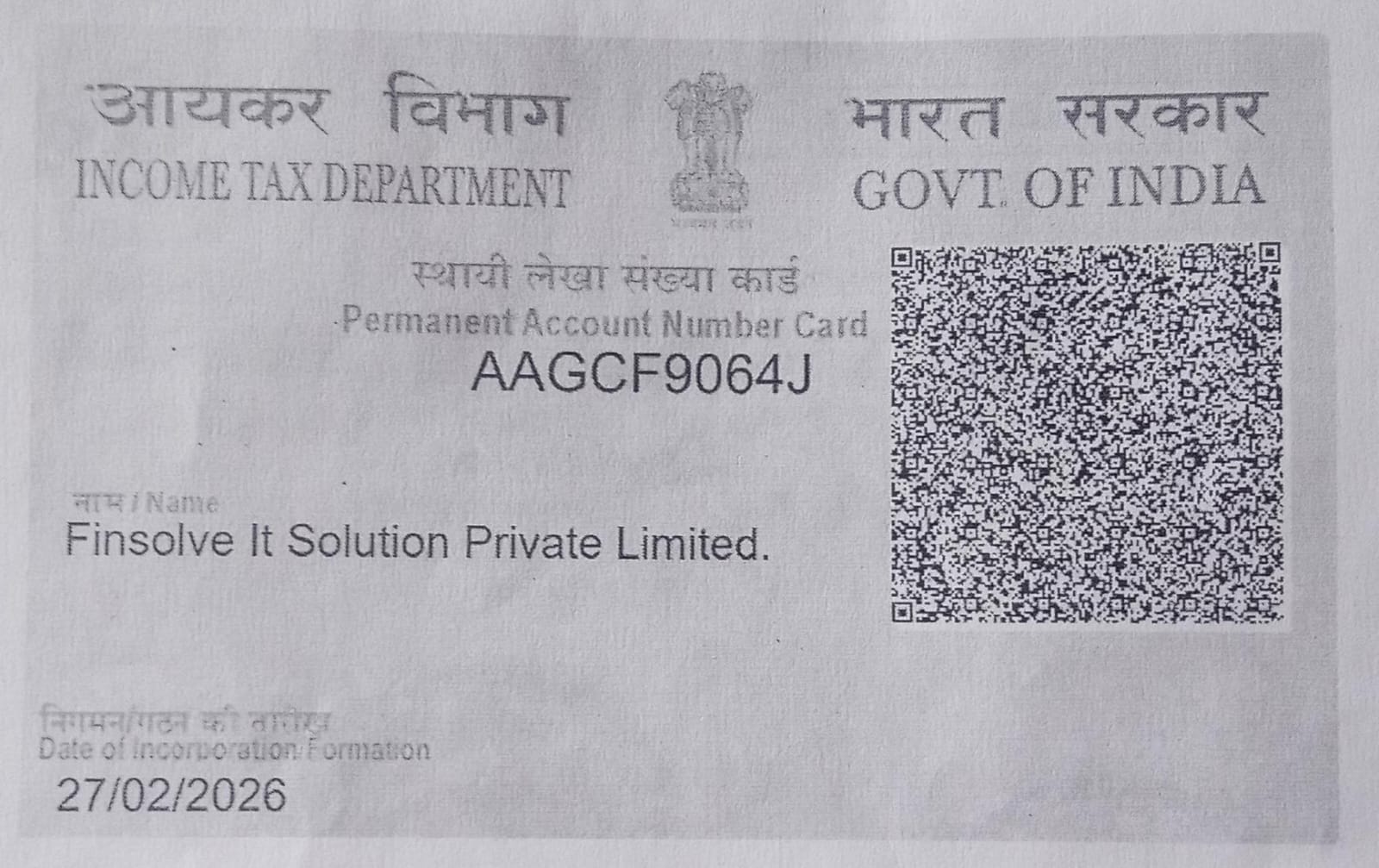 Company PAN Card