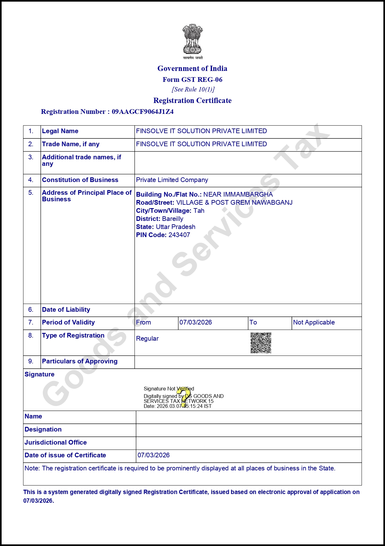 GST Certificate